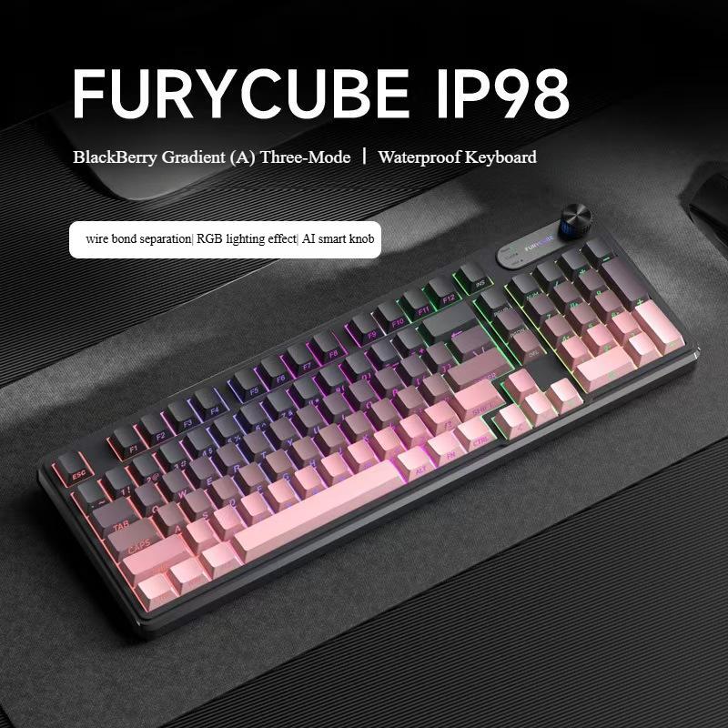 FURYCUBE IP98 Mechanical-feel OfficeGaming Keyboard - Gradient Blackberry